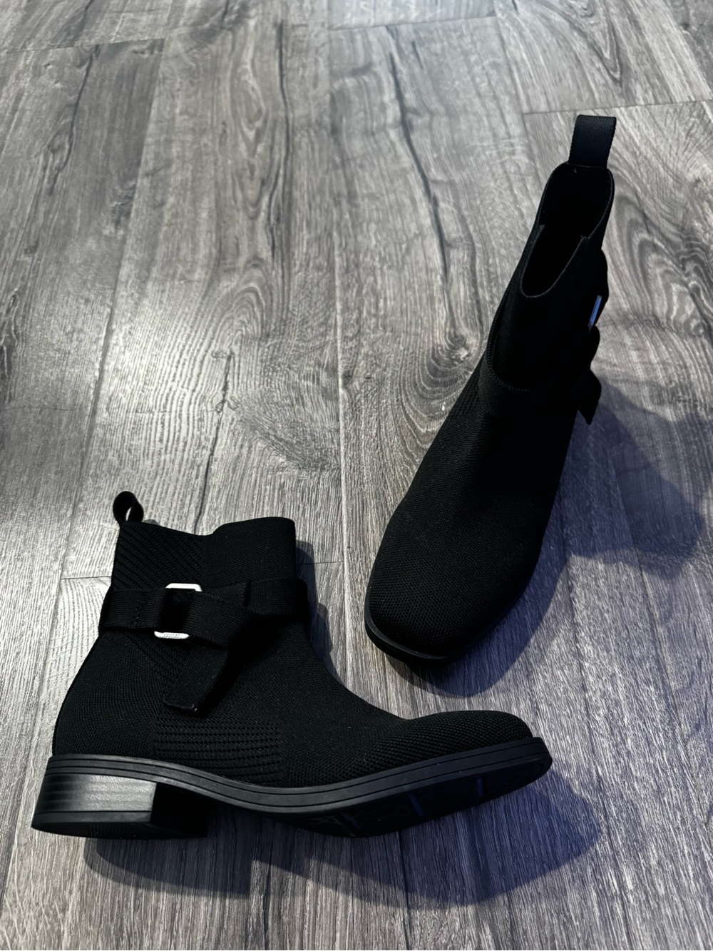 VIVAIA Black Knit Ankle Boots with Side Buckle Women size 38 7.5 booties - Picture 2 of 9